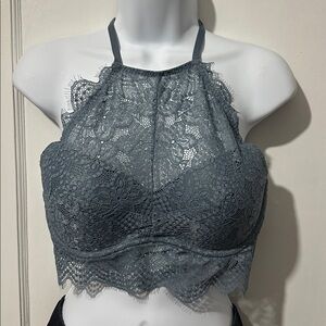 Victoria's Secret Lace Halter Bralette in Gray